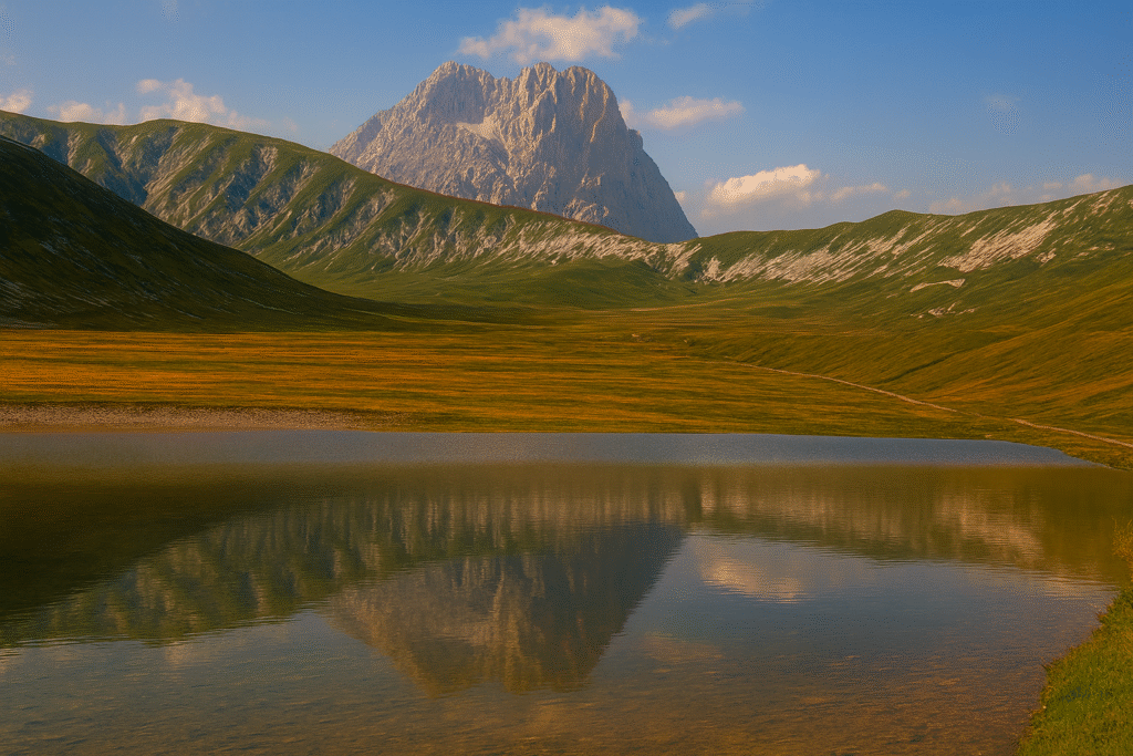 Vue panoramique du parc national du Gran Sasso et Monti della Laga dans les Abruzzes, Italie.